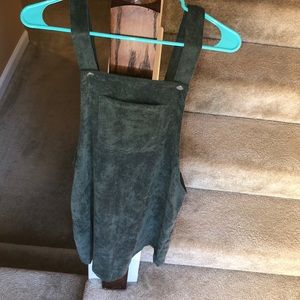 Olive Green Corduroy Overall Dress